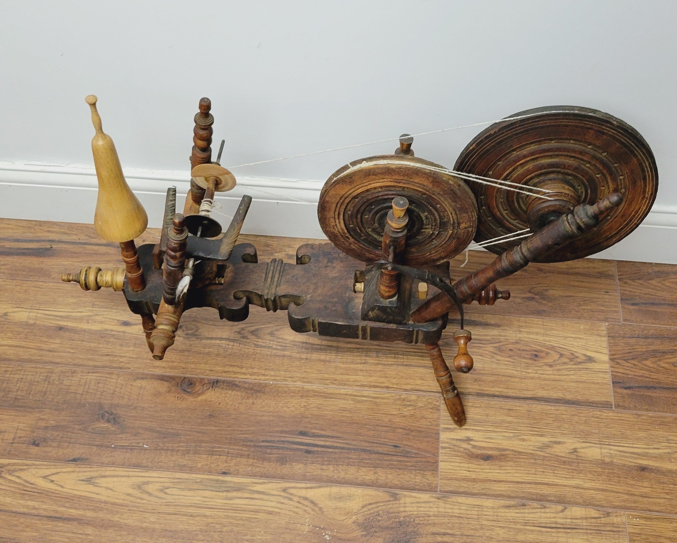 Antique Anatolian Charkha Table Top Spinning Wheel Wood Tool for Cotton