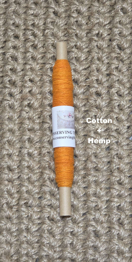 Thread Cotton + Hemp Blend, 25 Yards Spool. Orange.