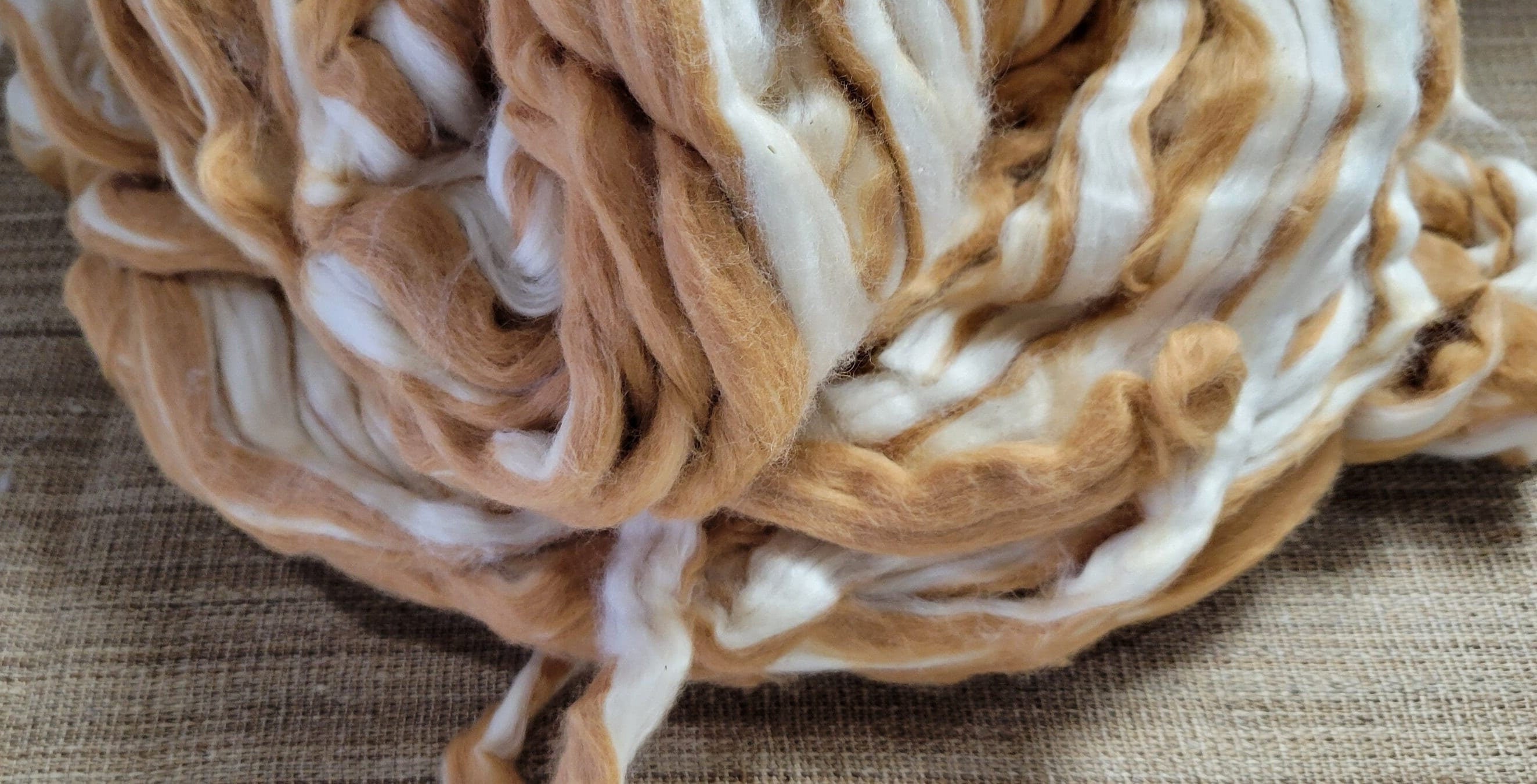 Brown + White Cotton Fiber Sliver, Combed, Natural USA Grown Color - 1 ounce