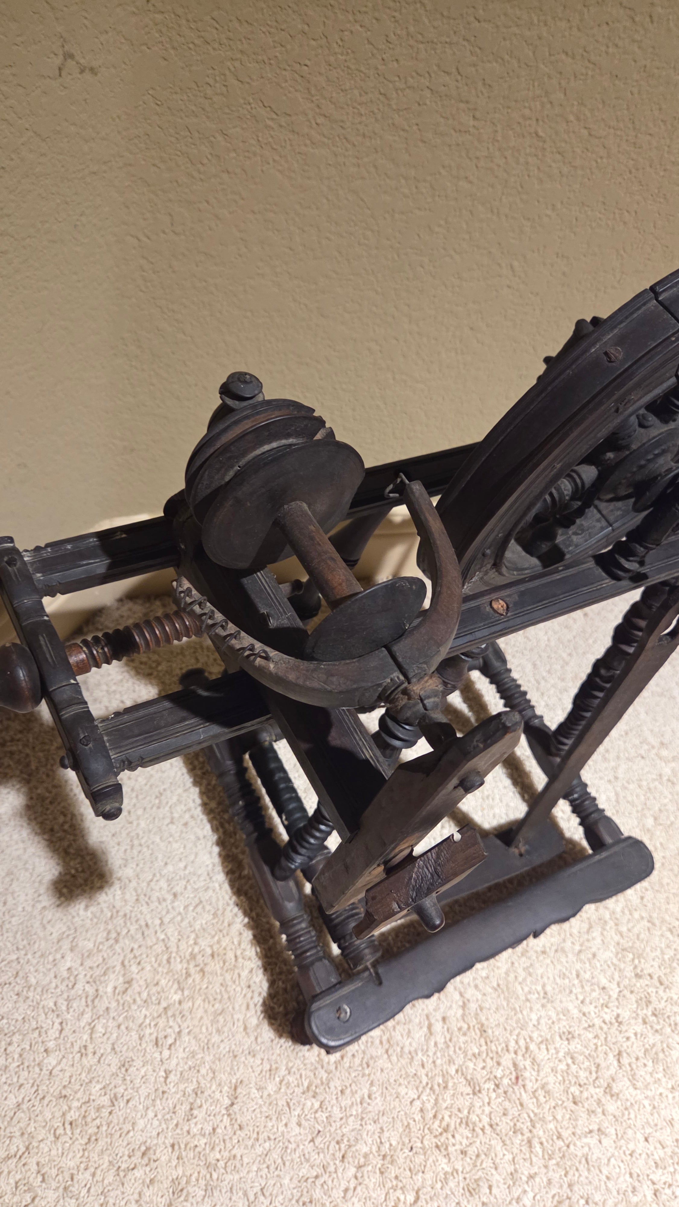 Antique Spinning Wheel 19th Century Small Castle Travel Style