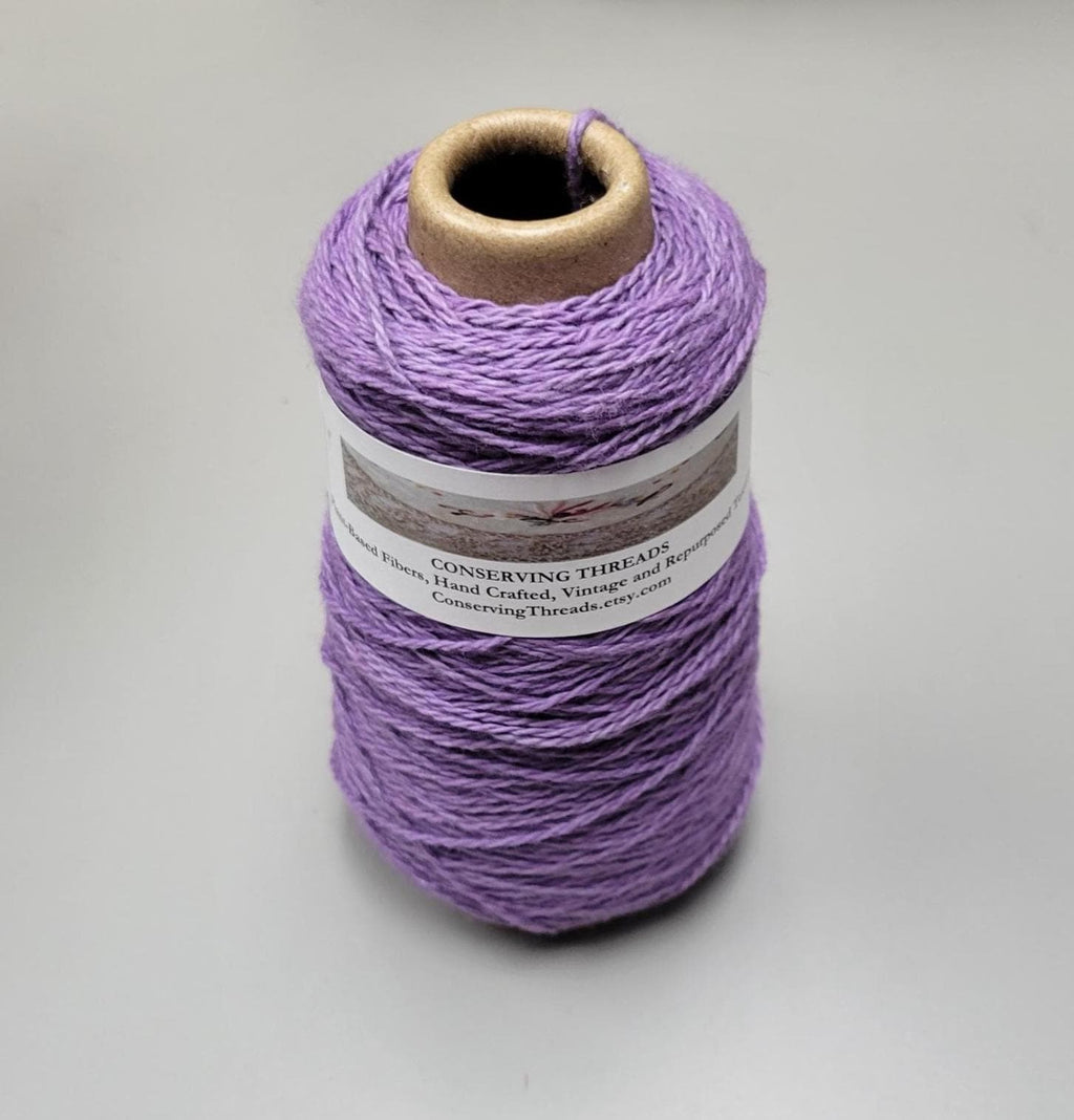 USA Cotton Yarn, Small Batch Dyed Purple. Fingering Weight. 340 Yards. Cone