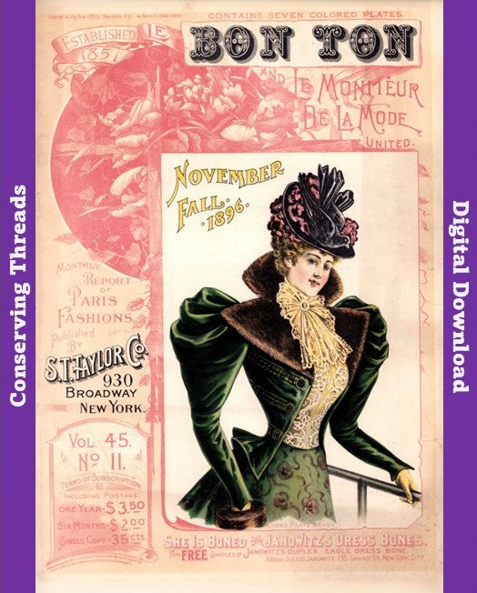 Le Bon Ton Le Moniteur de la Mode United 1896 November. Vol 45 No 11. E-book DOWNLOAD.📥