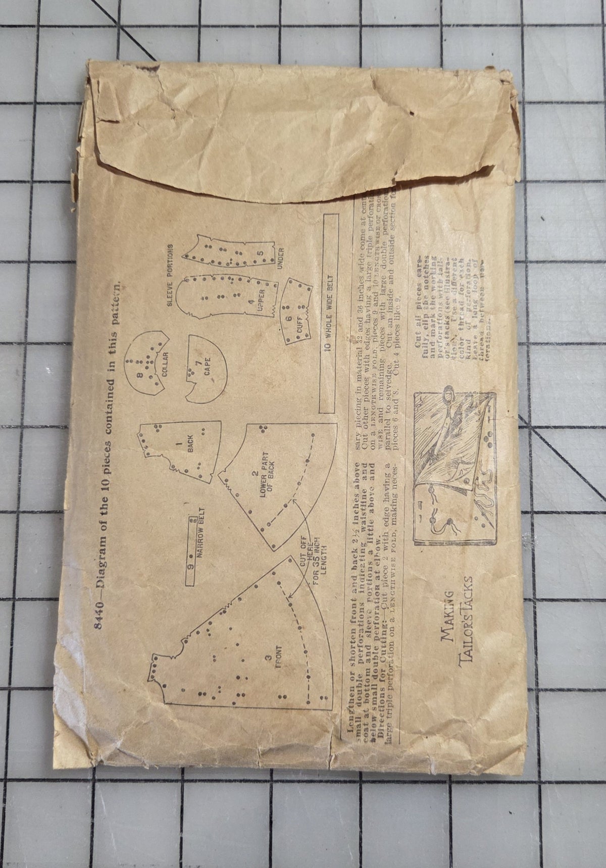 8440 Butterick Ladies Coat Pattern Patent 1899 Unprinted with Instruction Sheet