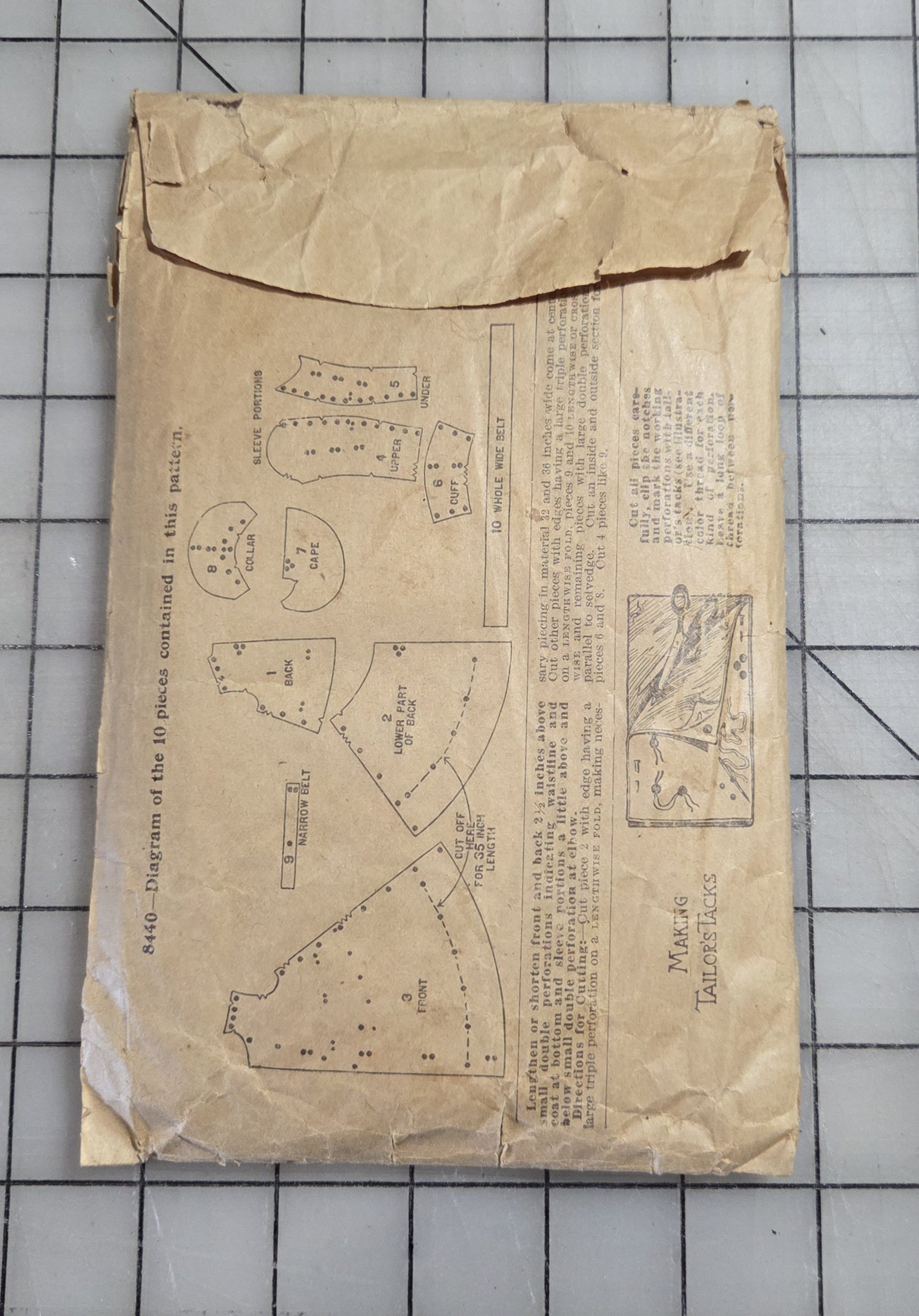 8440 Butterick Ladies Coat Pattern Patent 1899 Unprinted with Instruction Sheet