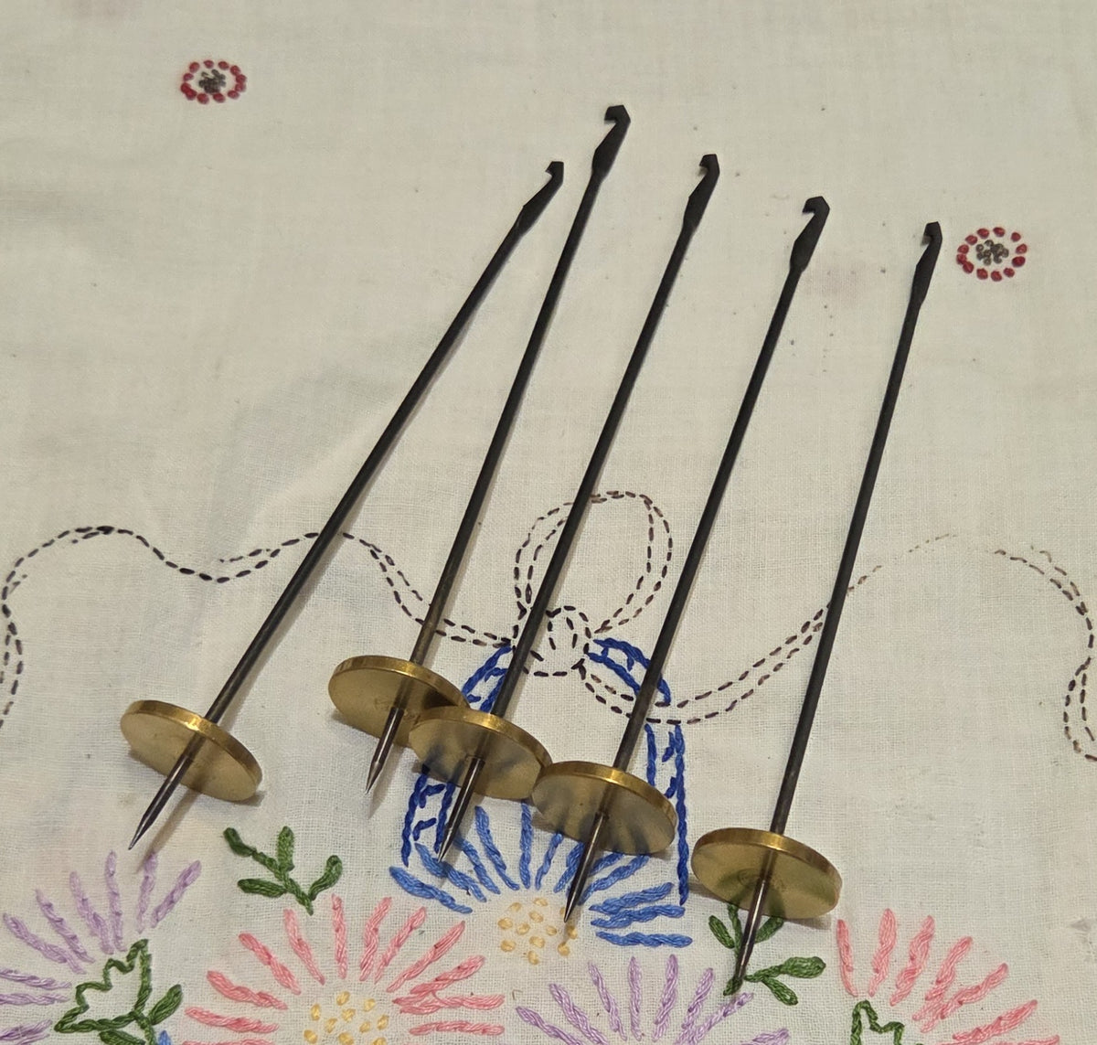 Tahkli Spindle Set of 5 (Five). 7 oz Brass. Great for spinning Cotton, Hemp, Flax, ect.