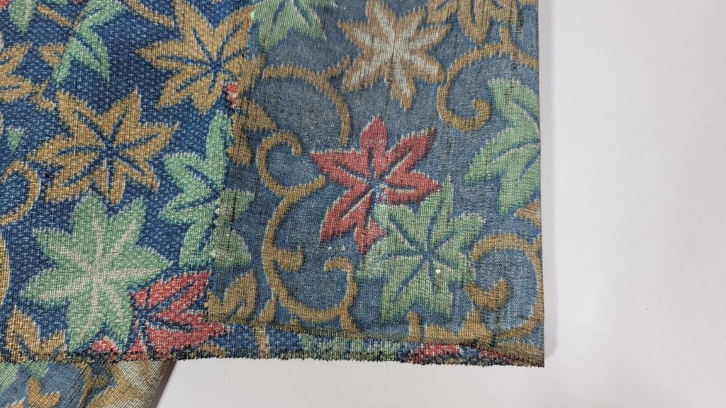 Roll Pre-War Japanese Textile Cotton Fabric Kimono Blue Stamp Celadon Yuki