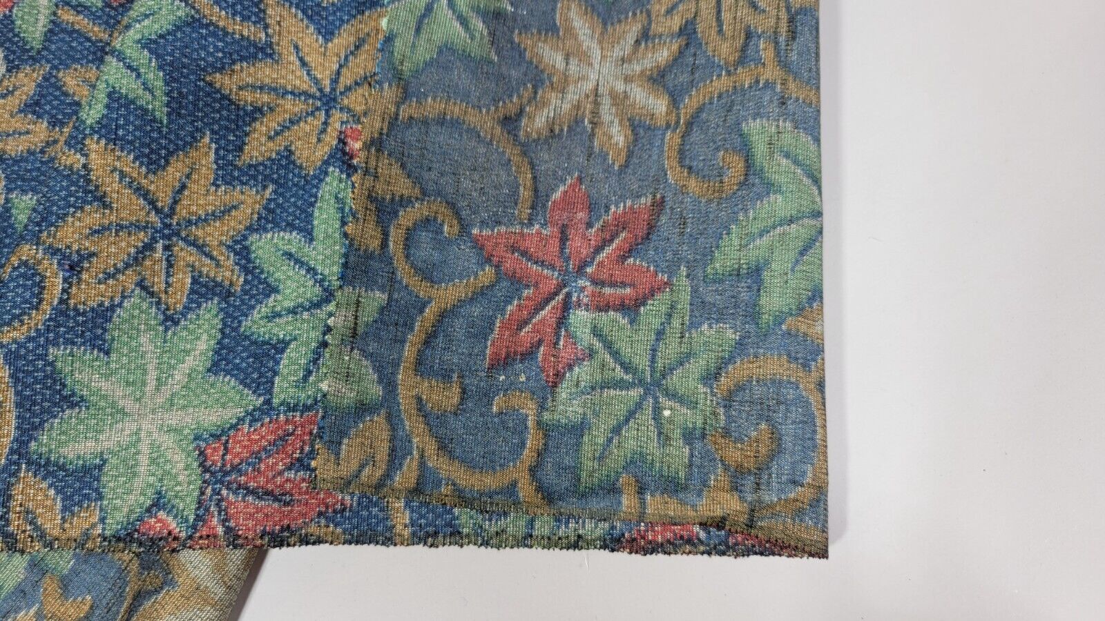 Roll Pre-War Japanese Textile Cotton Fabric Kimono Blue Stamp Celadon Yuki