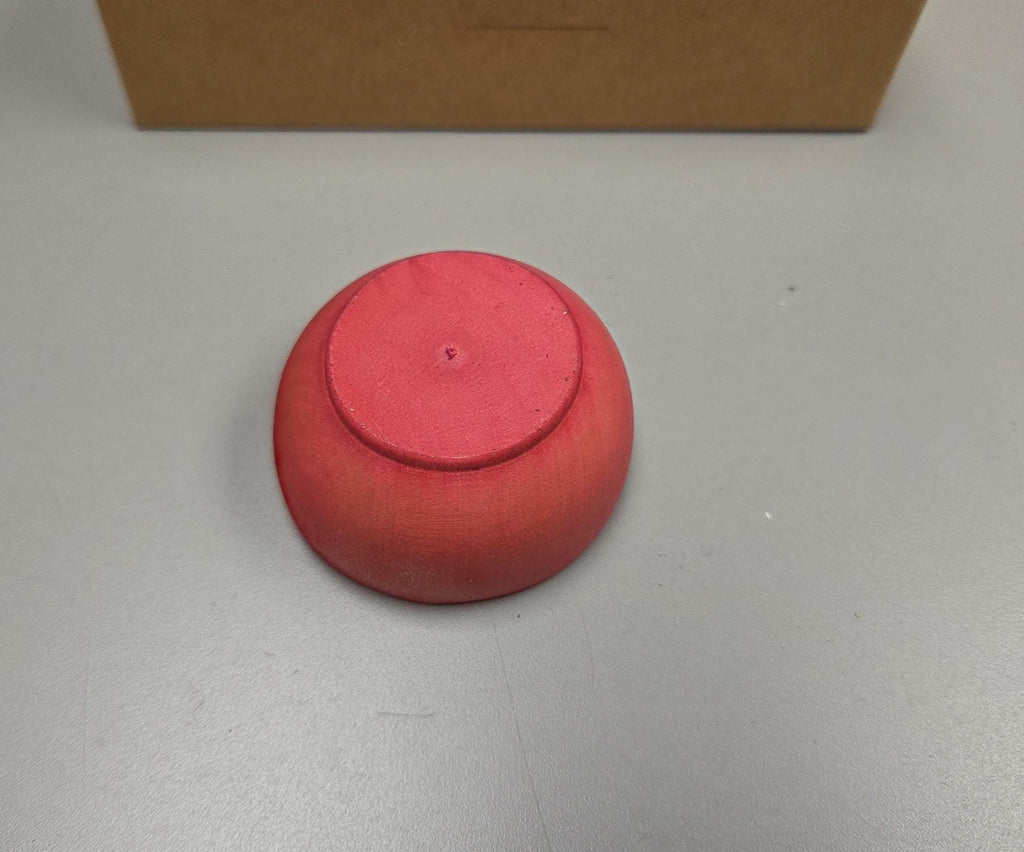 Spin Cotton Fiber Kit. Painted Wood Support Bowl & Brass Thakli Spindle. Pink Red (Salmon)