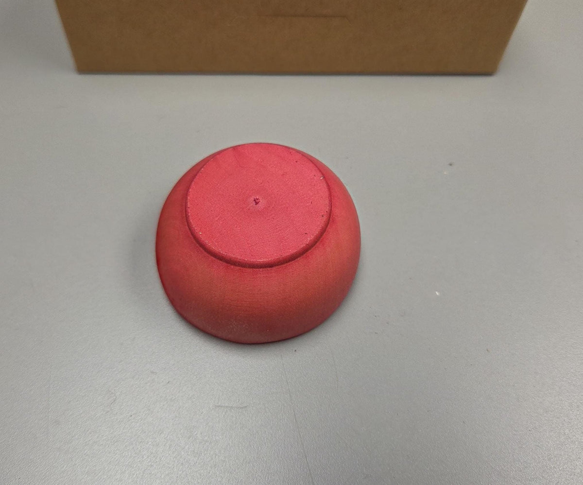 Spin Cotton Fiber Kit. Painted Wood Support Bowl & Brass Thakli Spindle. Pink Red (Salmon)
