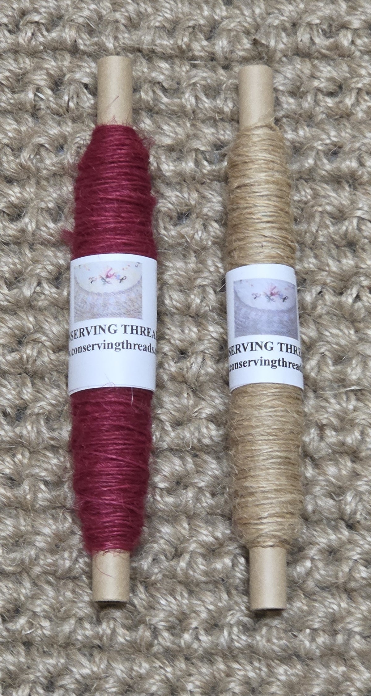 Thread Jute. 25 Yards Bobbin. Lace Weight. Red.