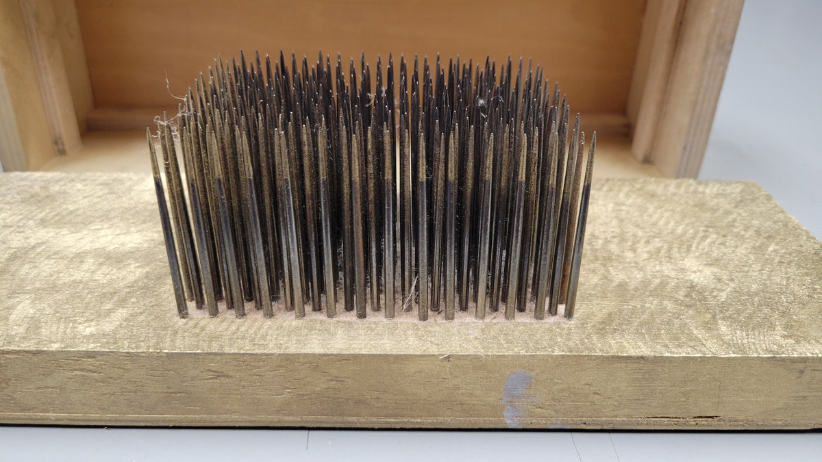 Flax & Hemp Hatchel with Lid. Custom Made Wood for Combing Fibers. Gold Color.