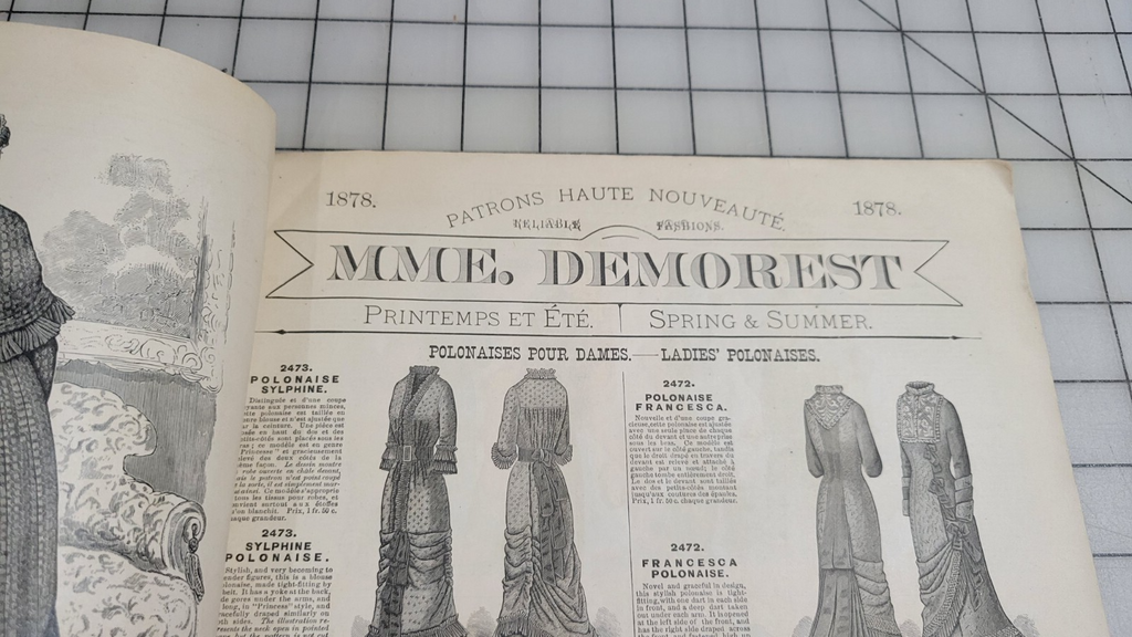 Mme Demorest 1878 Illustrated Portfolio Fashions Spring & Summer Dress Patterns