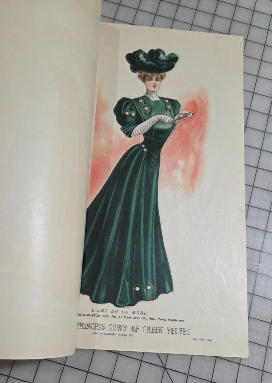 6 Original Antique Color Fashion Plates, L'Art de la Mode November 1905 Catalog