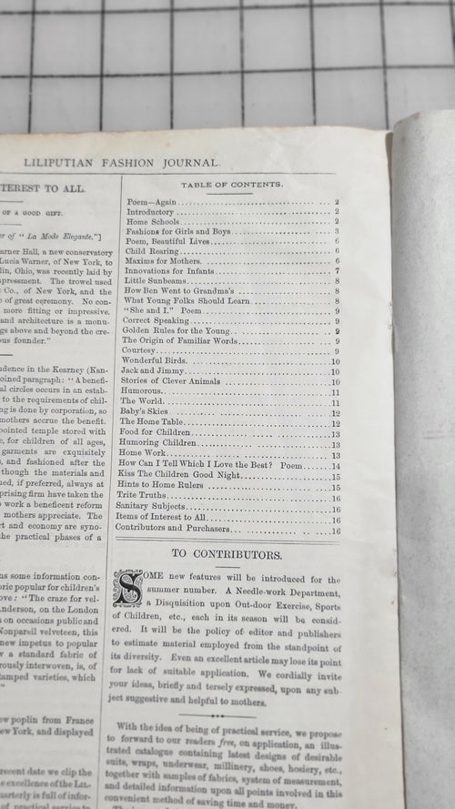 1884 Liliputian Fashion Journal Mothers Help Girls April Catalog Victorian