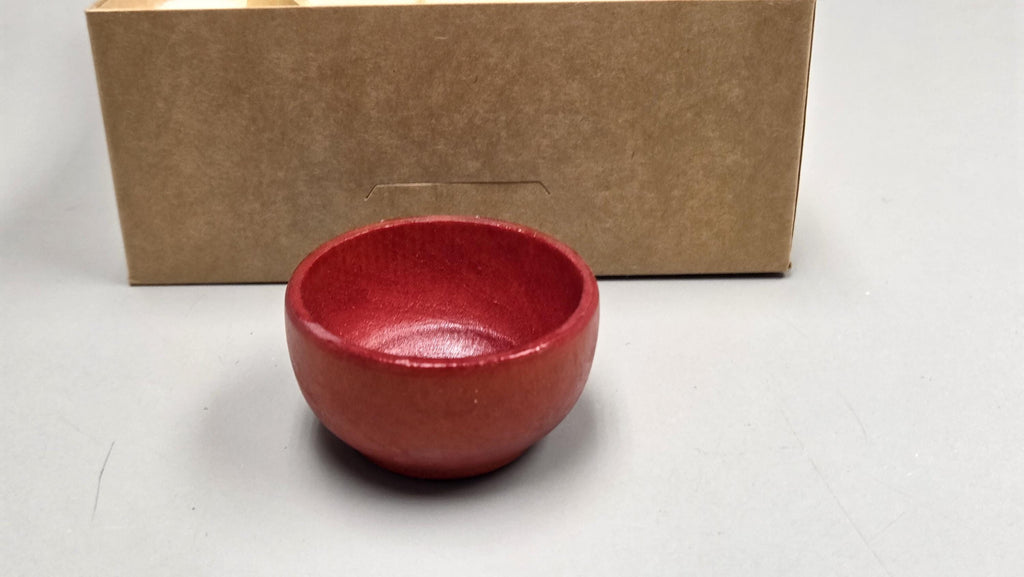 Spin Cotton Fiber Kit. Natural Upland Cotton Sliver. Hand-Painted Wood Support Bowl and Brass Tahkli Spindle. SK43 Red
