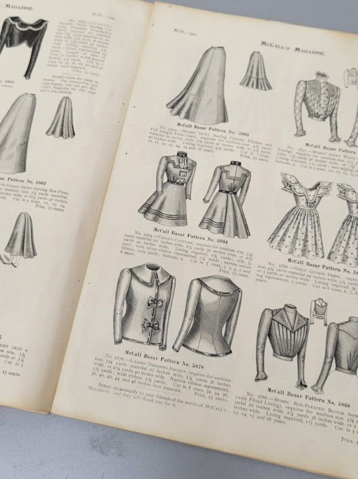 McCalls Magazine Original. March 1900. Pattern Catalog. Ladies Children Fashion.