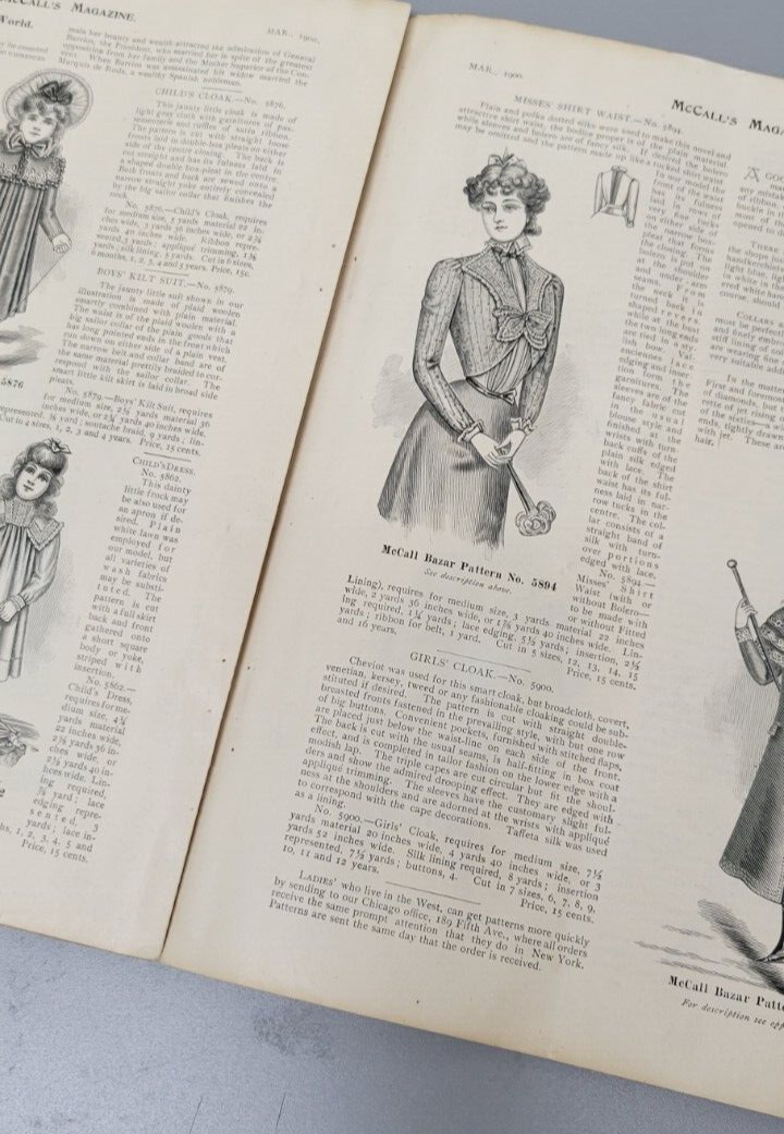 McCalls Magazine Original. March 1900. Pattern Catalog. Ladies Children Fashion.