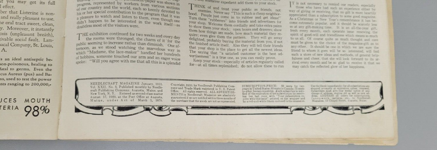 1931 Needlecraft of Home Arts, January. Original. Craft Magazine. Fashions.