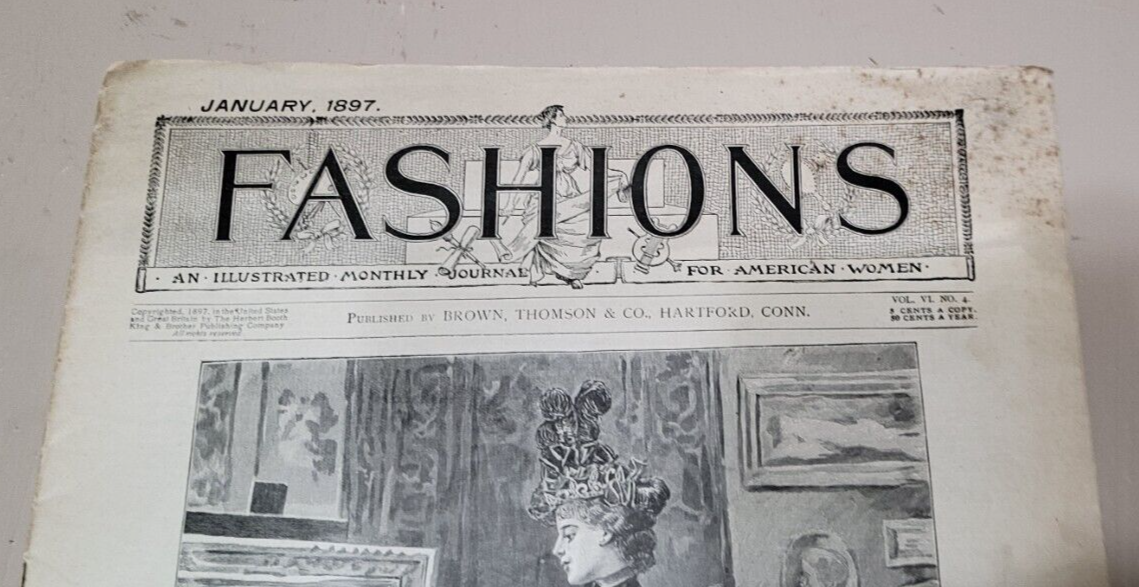 1897 FASHIONS. January Journal American Woman Paper Original Dress, Victorian