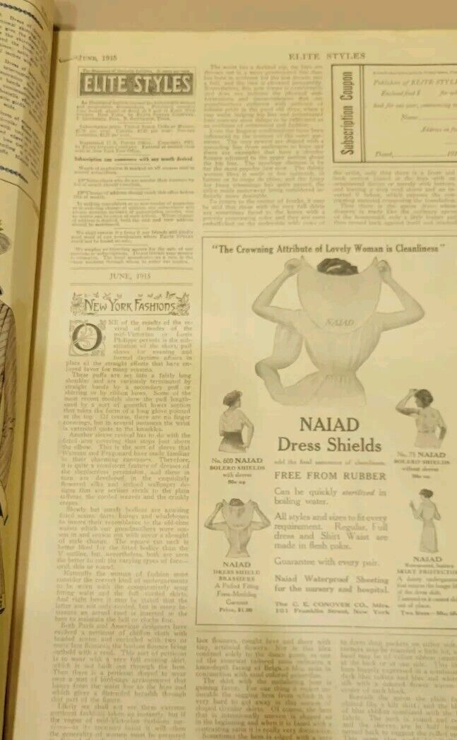 Elite Styles, 1915 June Dressmaker Tailor Fashion Magazine Catalog Ladies Bride