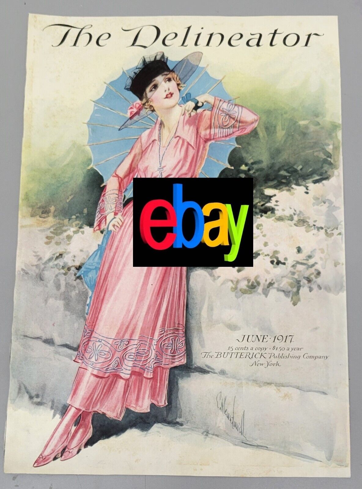 Original Delineator Cover Only. June 1917.  Butterick Publishing. 1910s Fashion