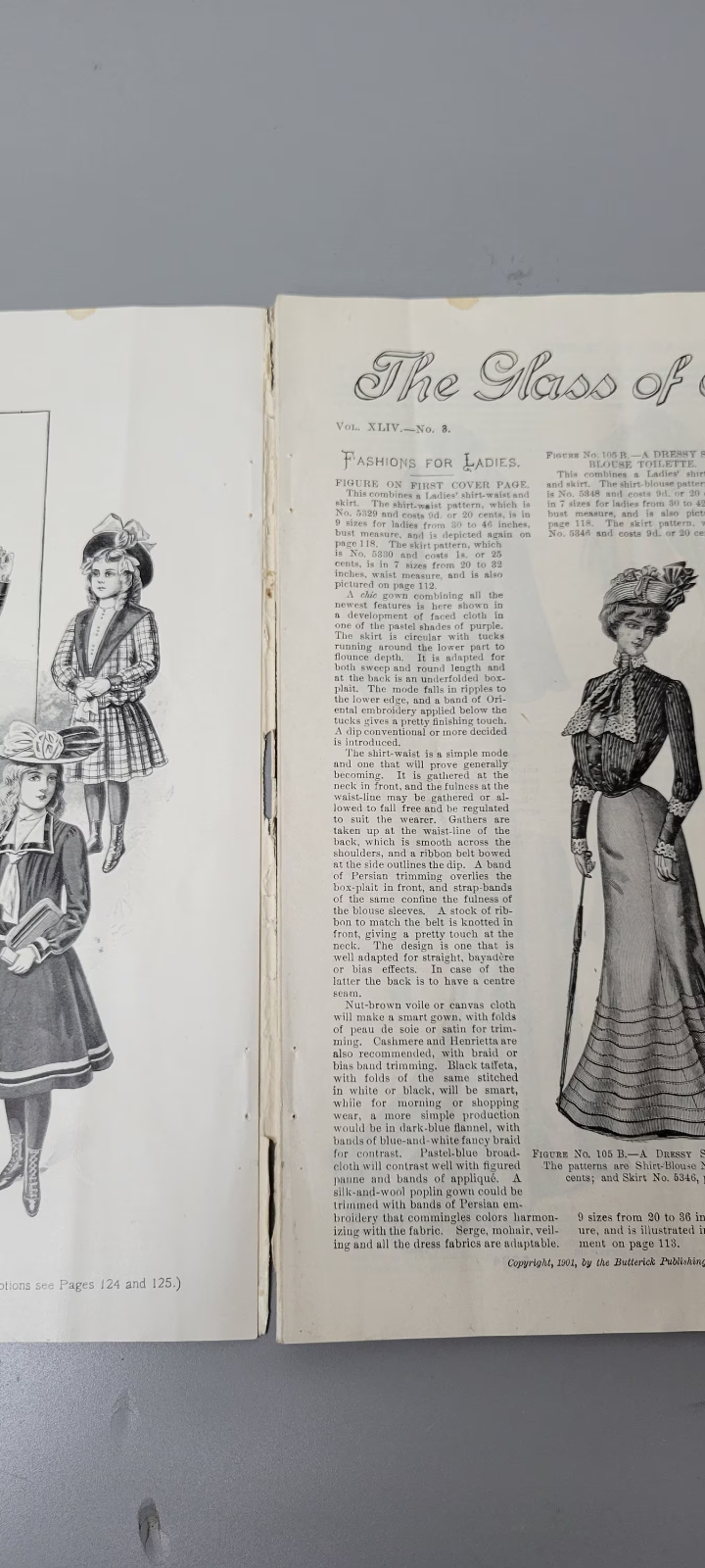 1901 Glass of Fashion September, Original Pattern Catalog, Butterick Publishing
