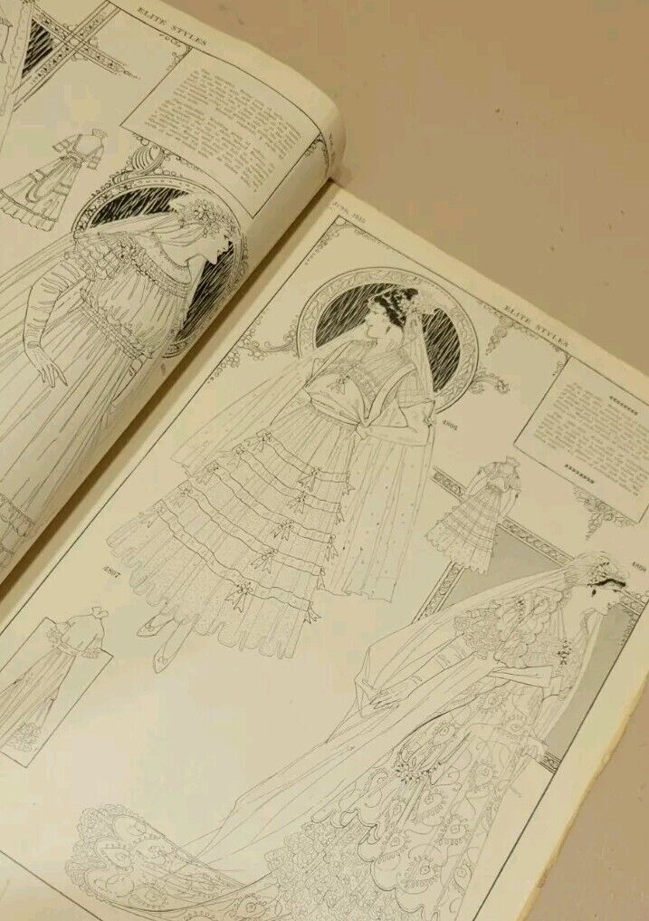 Elite Styles, 1915 June Dressmaker Tailor Fashion Magazine Catalog Ladies Bride
