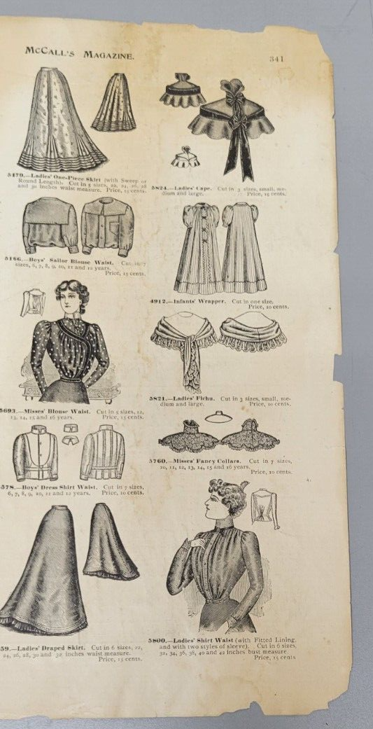 McCalls Magazine Original. March 1900. Pattern Catalog. Ladies Children Fashion.