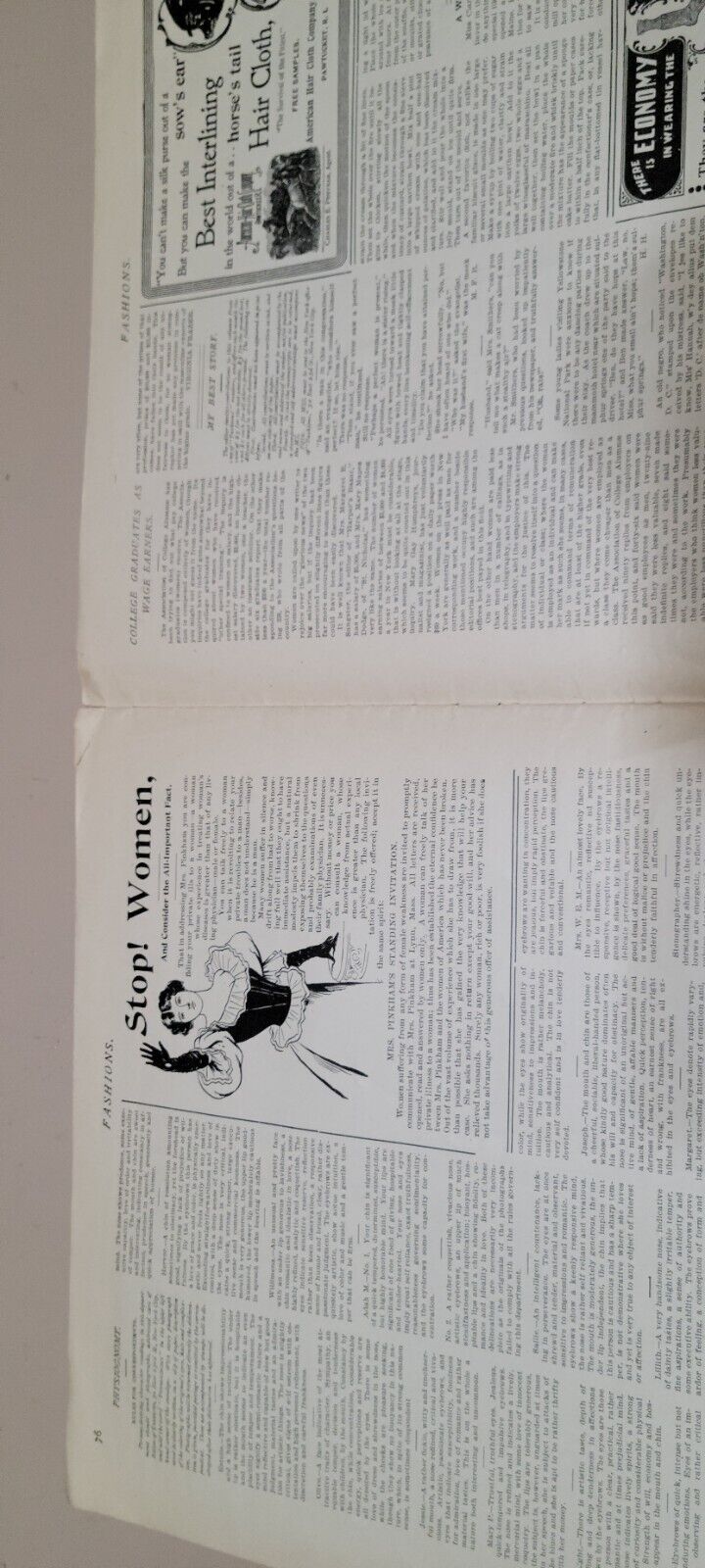 1897 FASHIONS. January Journal American Woman Paper Original Dress, Victorian
