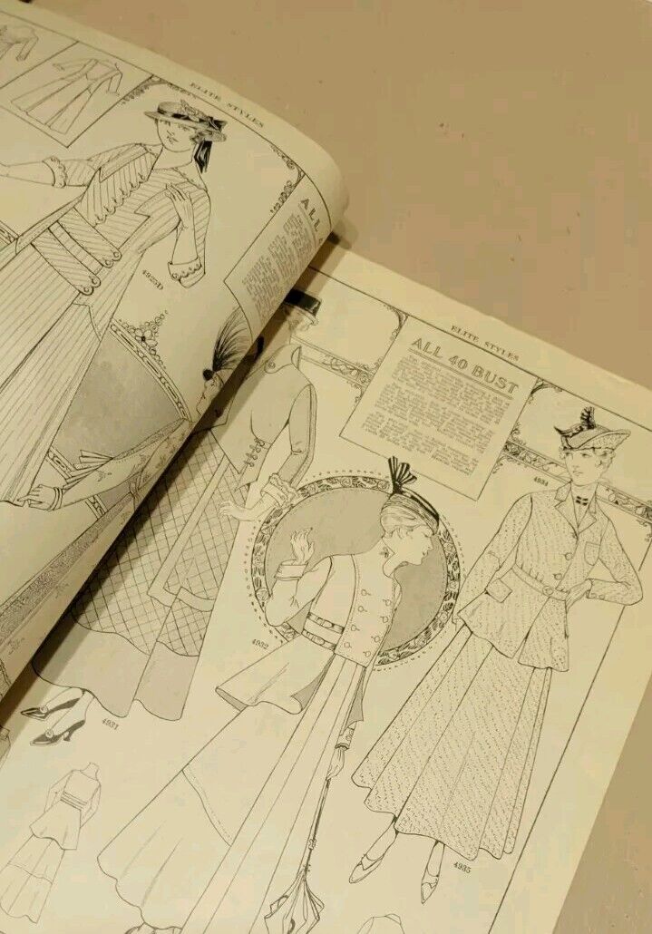 Elite Styles, 1915 June Dressmaker Tailor Fashion Magazine Catalog Ladies Bride