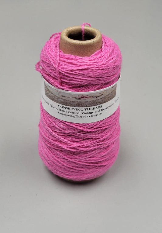 USA Cotton Yarn, Small Batch Dyed Pink. Fingering Weight. 340 Yards. Cone