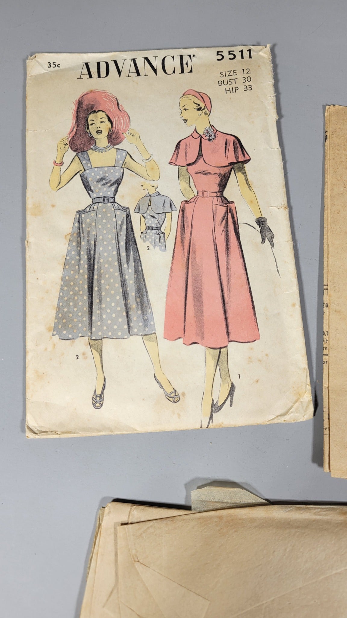Advance 5511 Sewing Pattern, Unprinted, ca 1950s