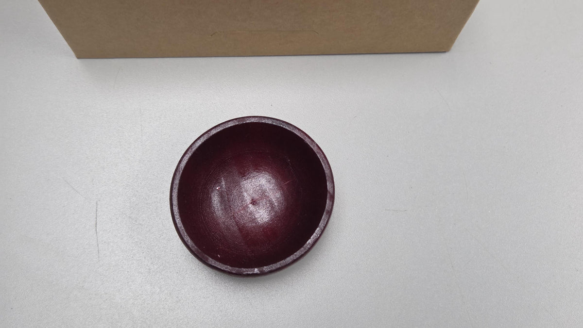Spin Cotton Fiber Kit. Natural Upland Cotton Sliver. Hand-Painted Wood Support Bowl and Brass Tahkli Spindle. SK8 Red
