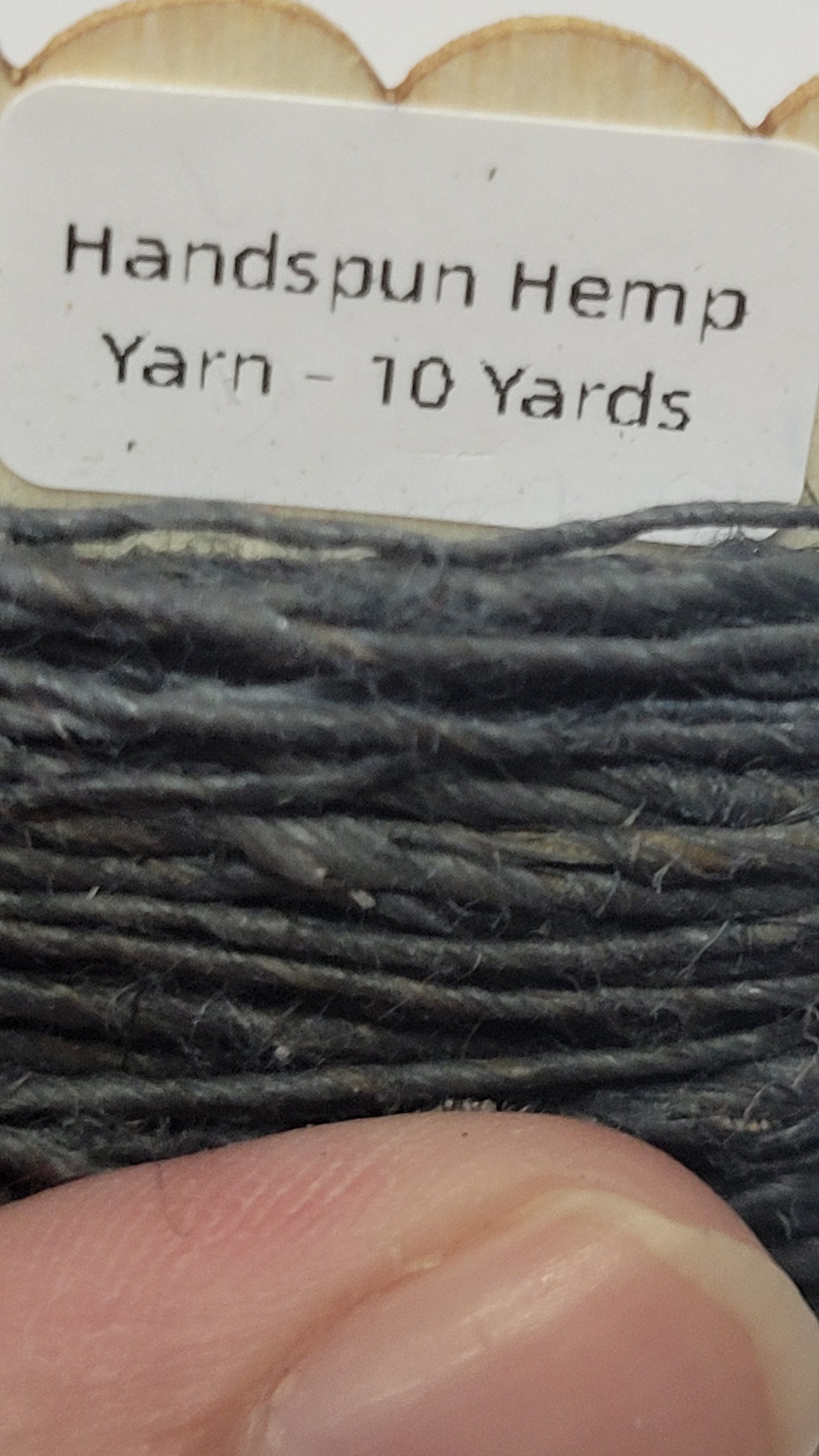 Hemp Yarn, 10 Yards, Dark Gray / Black Dyed. Hand-Spun Thread