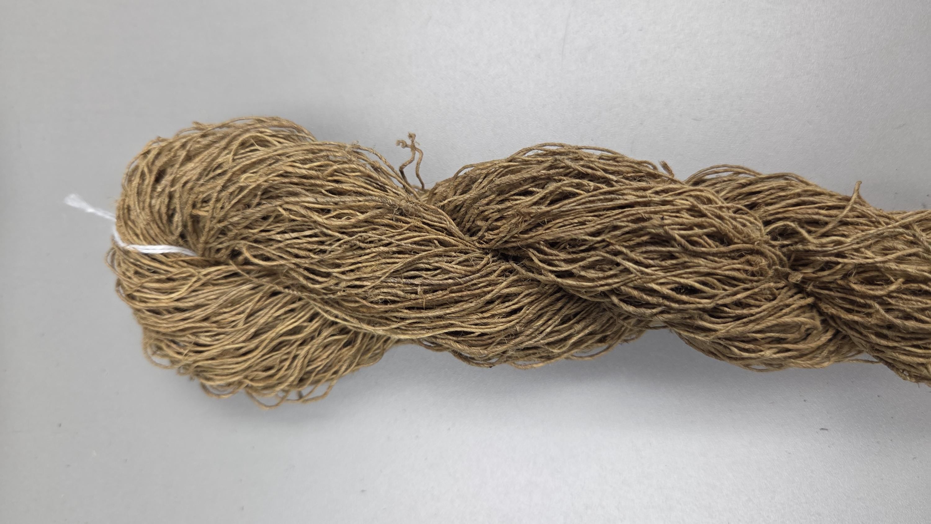 Yarn Hemp, 240 Yards, Light Yellow - Osage Orange Dyed. Hand-Spun Skein.