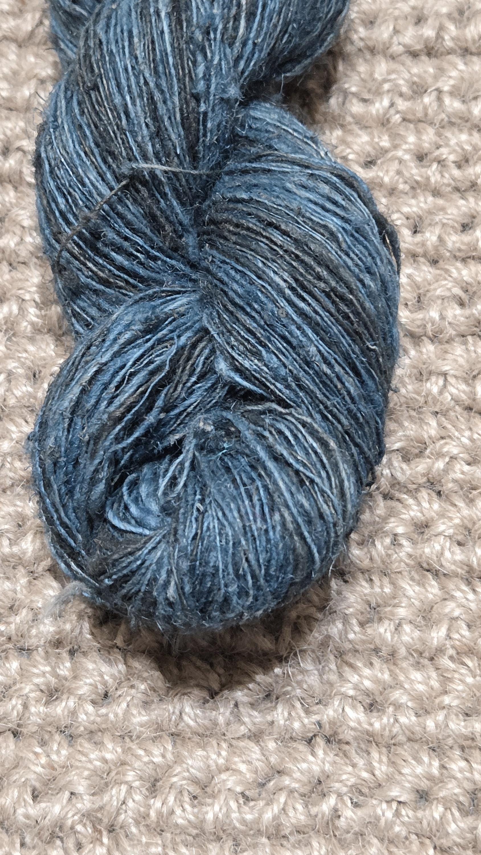 Yarn Nettle, 340 Yards, Blue - Indigo Dyed. Hand-Spun Skein.
