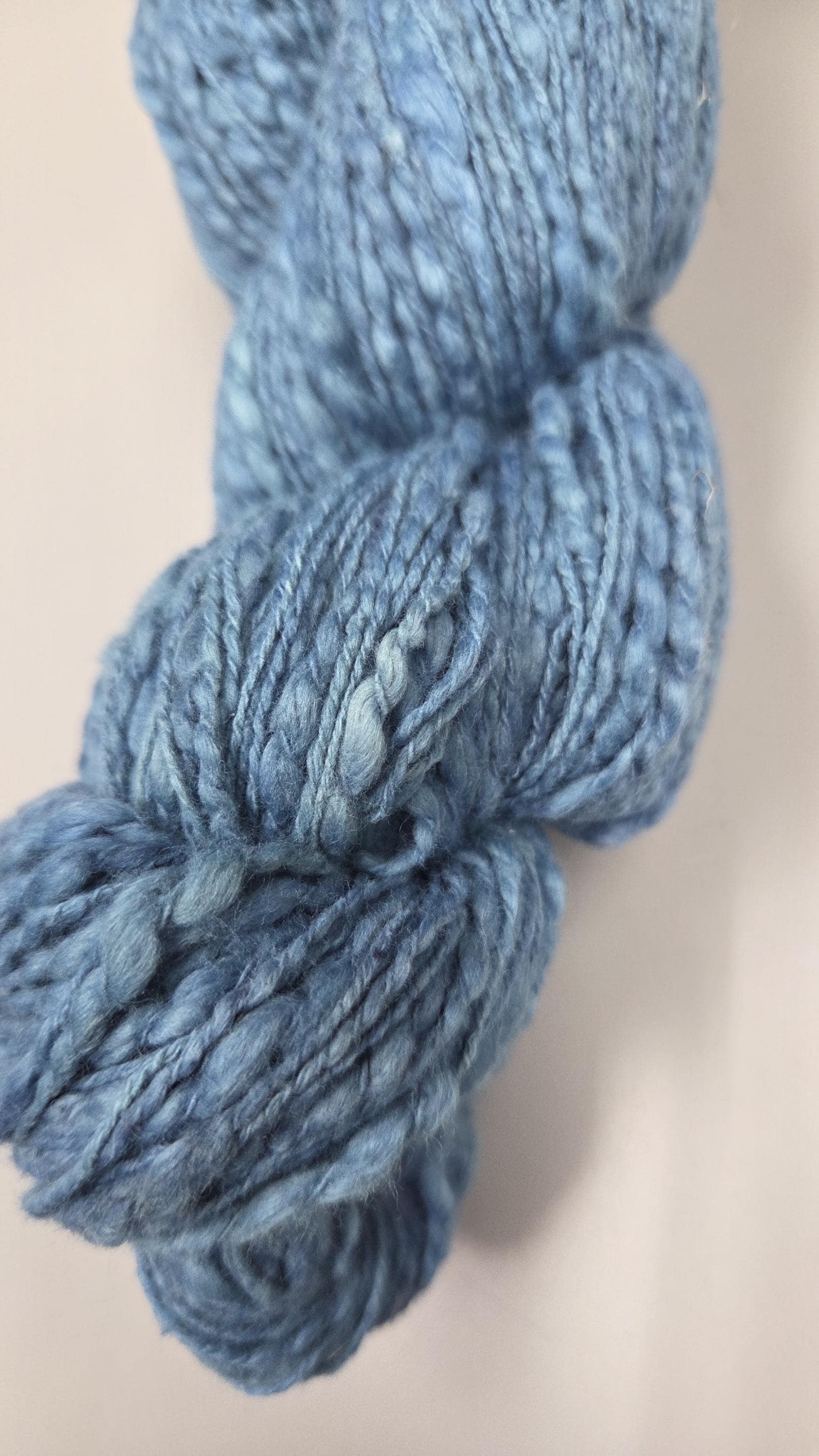 Cotton Yarn, Hand Spun, 2 Ply, Indigo Blue, Fingering Weight. Off White. Natural. 280 Yards.