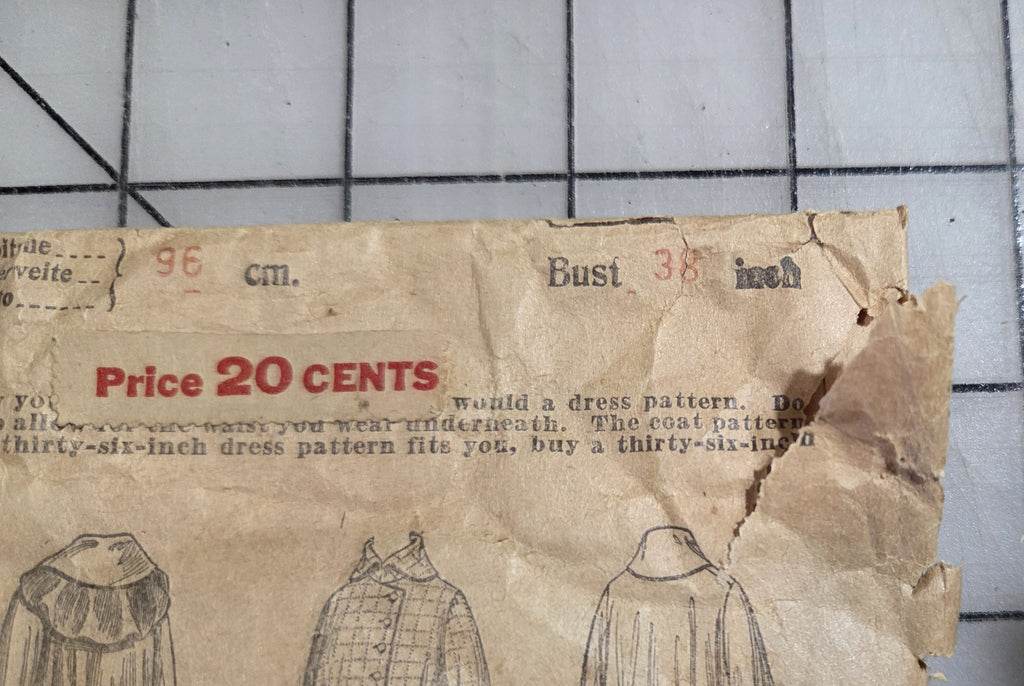 8440 Butterick Ladies Coat Pattern Patent 1899 Unprinted with Instruction Sheet