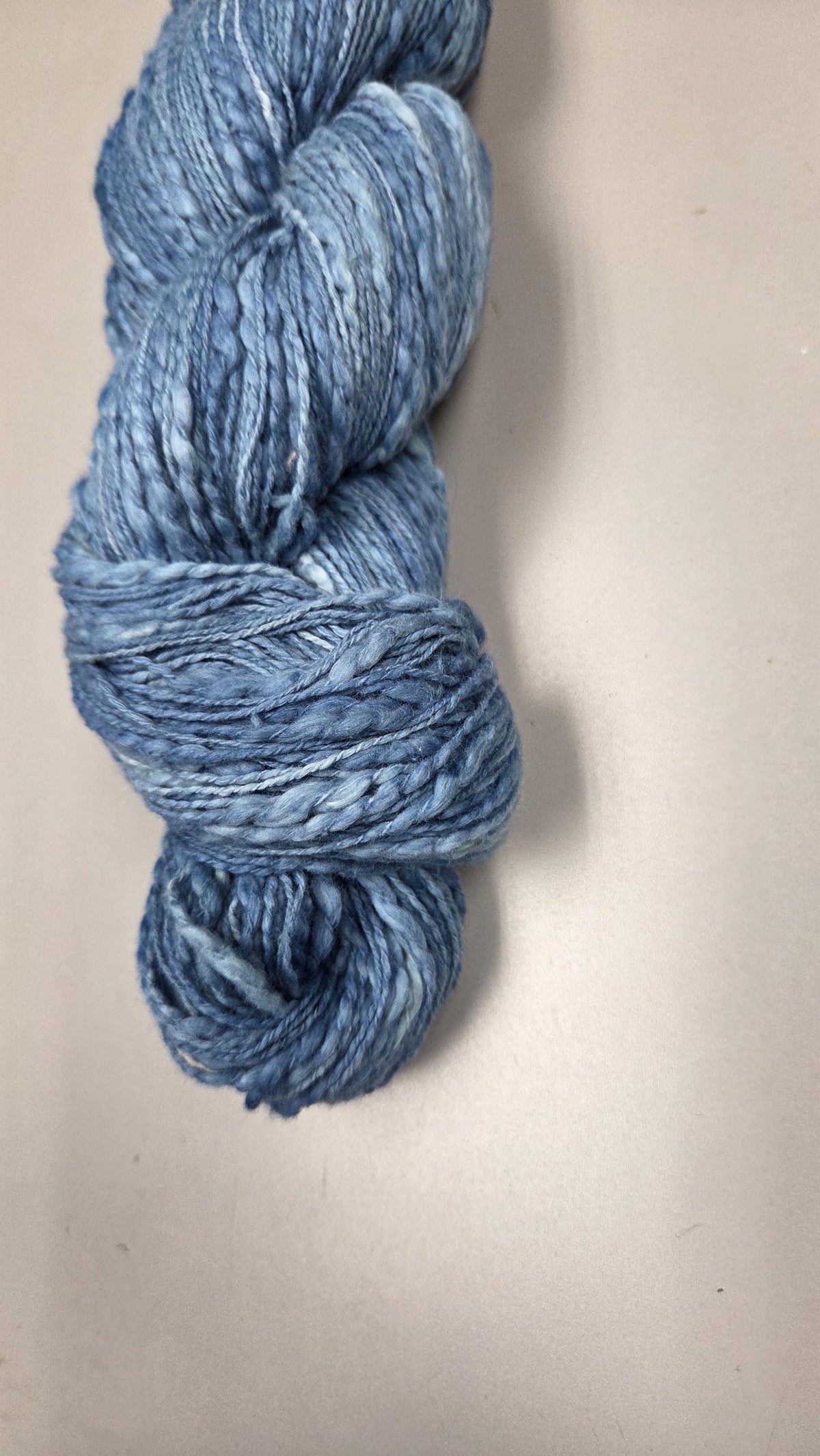Cotton Yarn, Hand Spun, 2 Ply, Fingering Weight. Indigo Dyed. 300 Yards.