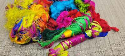 Reclaimed Silk Threads. 1 pound (16 ounce). Multi-Colored. 2nd Chance Fibers.