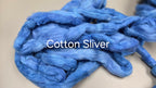Cotton, 1/2 oz (0.5 ounce) Dyed Conventional Cotton Sliver, Small Batch Studio Dyed (Blue D)