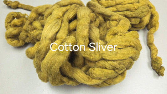 Cotton, 1/2 oz (0.5 ounce) Dyed Conventional Cotton Sliver, Small Batch Studio Dyed (Khaki M)