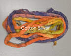 Cotton, 1/2 oz (0.5 ounce) Dyed Conventional Cotton Sliver, Small Batch Studio Dyed (Rainbow)