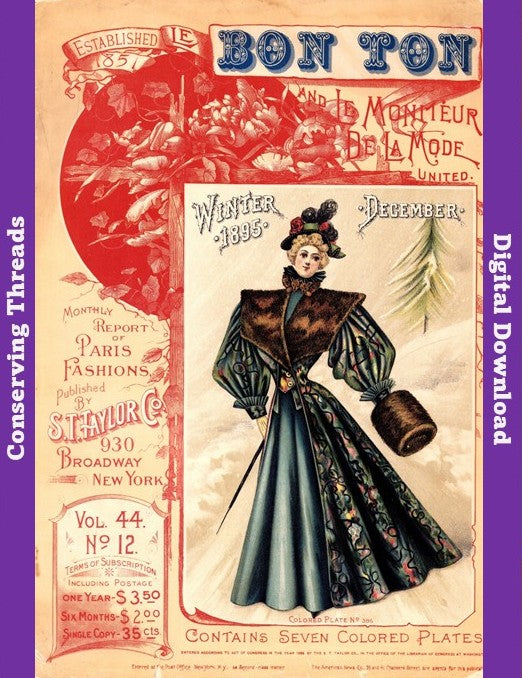 Le Bon Ton Le Moniteur de la Mode United 1895 December. Vol 44 No 12. E-book DOWNLOAD.📥