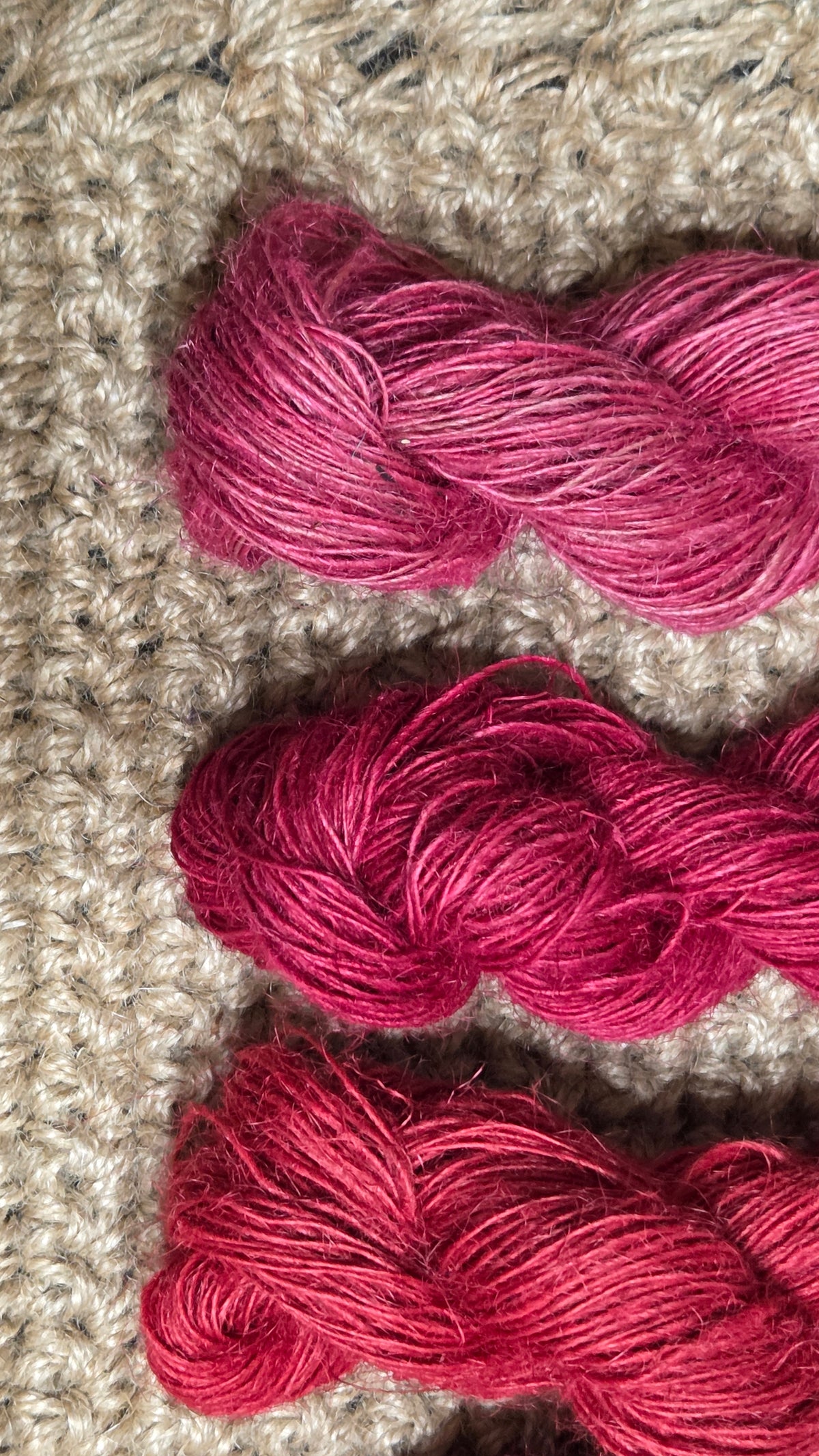 Yarn Jute. Skein. Lace Weight. Small Batch Dyed. 200 Yards. Red