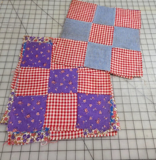 10 x Vintage Patch Quilt Blocks Unfinished Squares. 1920s - 1940s Hand Stitched