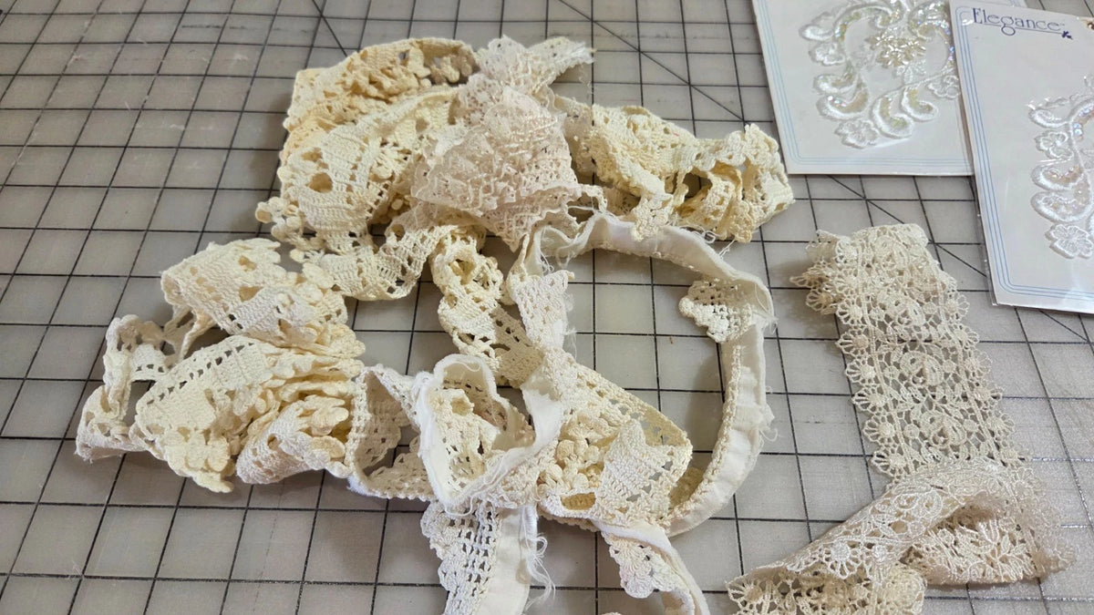 Lot Vintage Lace Crochet Trim Embroidery Mixed White Cream