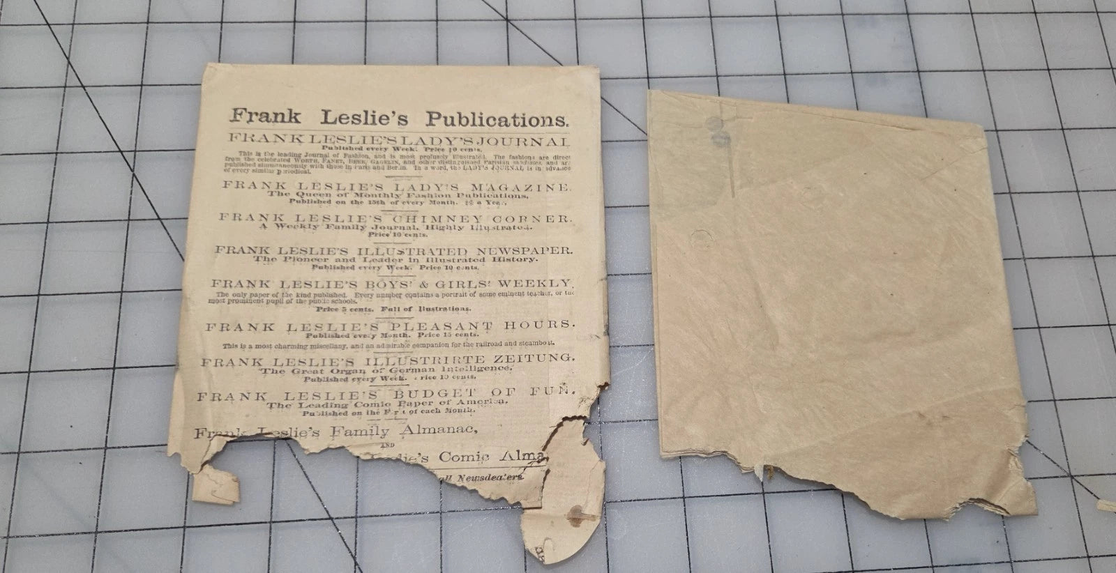 Frank Leslie's Lady's Cut Paper Pattern #400 1870s Miss Plain Waist Original