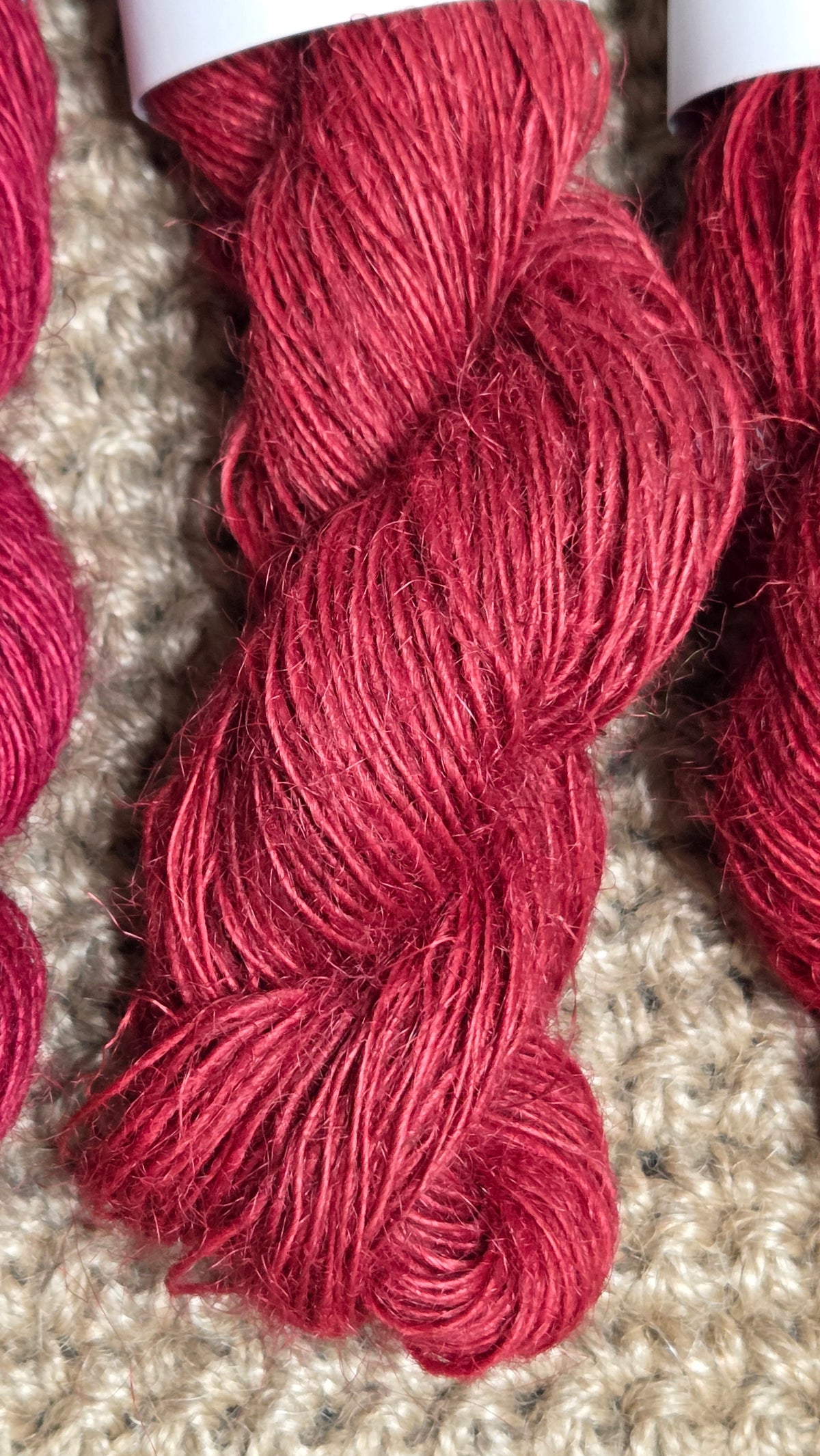 Yarn Jute. Skein. Lace Weight. Small Batch Dyed. 200 Yards. Red