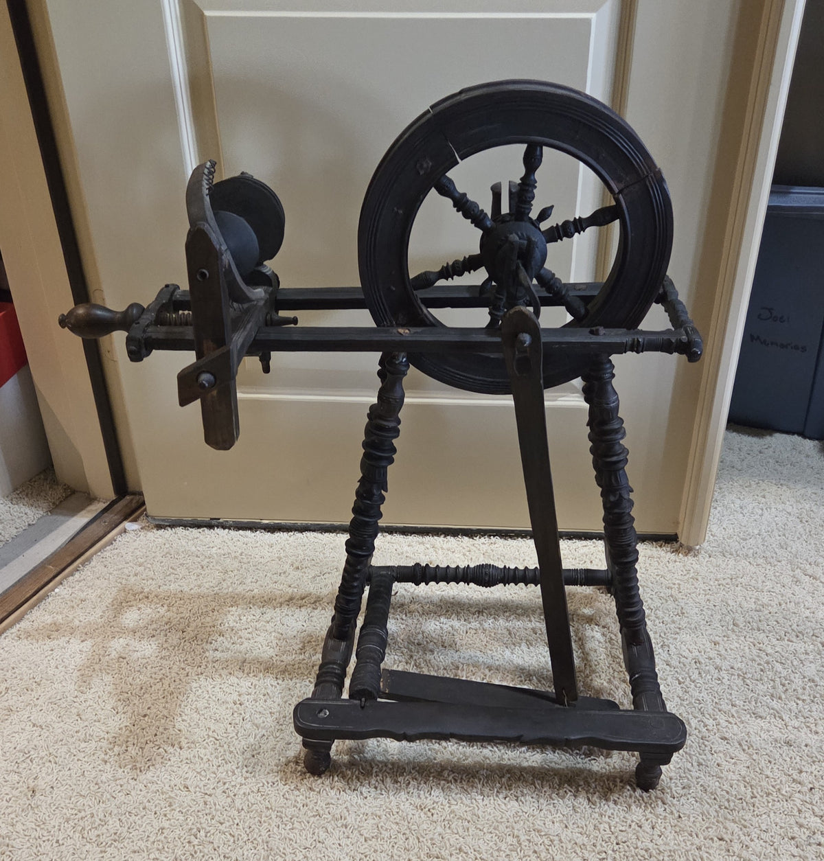 Antique Spinning Wheel 19th Century Small Castle Travel Style